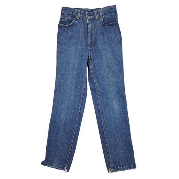 Levis White Patch Two Horse 80s Jeans Tab Tag Womens Sz 27x28 10 CUT HEM Vtg - Picture 3 of 8